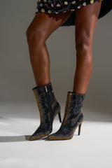 AZALEA WANG ANSLEY BLACK MULTI RHINESTONE COCKTAIL BOOTIE