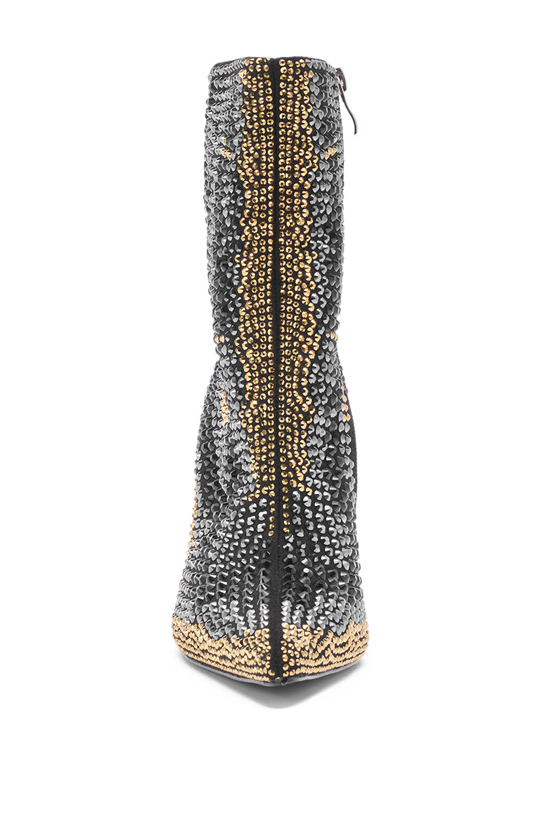 AZALEA WANG ANSLEY BLACK MULTI RHINESTONE COCKTAIL BOOTIE