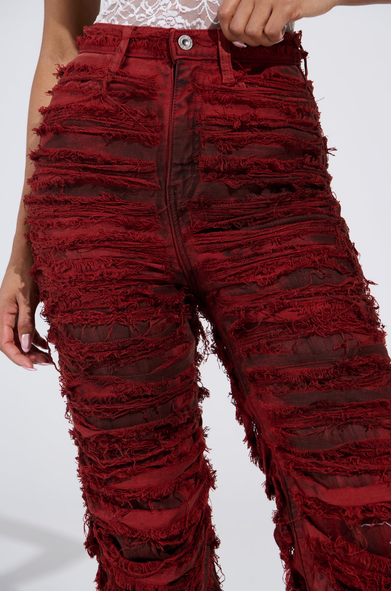 ON FIRE DISTRESSED DENIM PANT