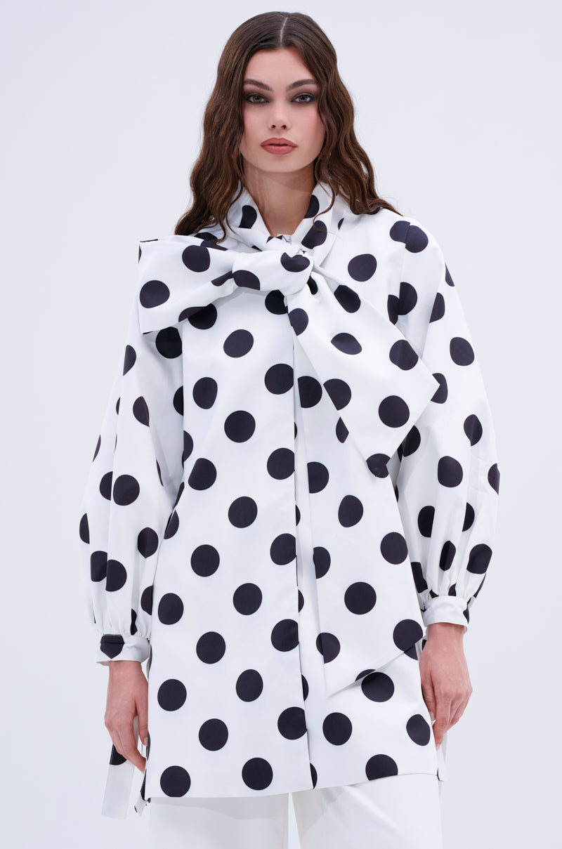 AMALIA TIE NECK TRENCH IN POLKA DOT