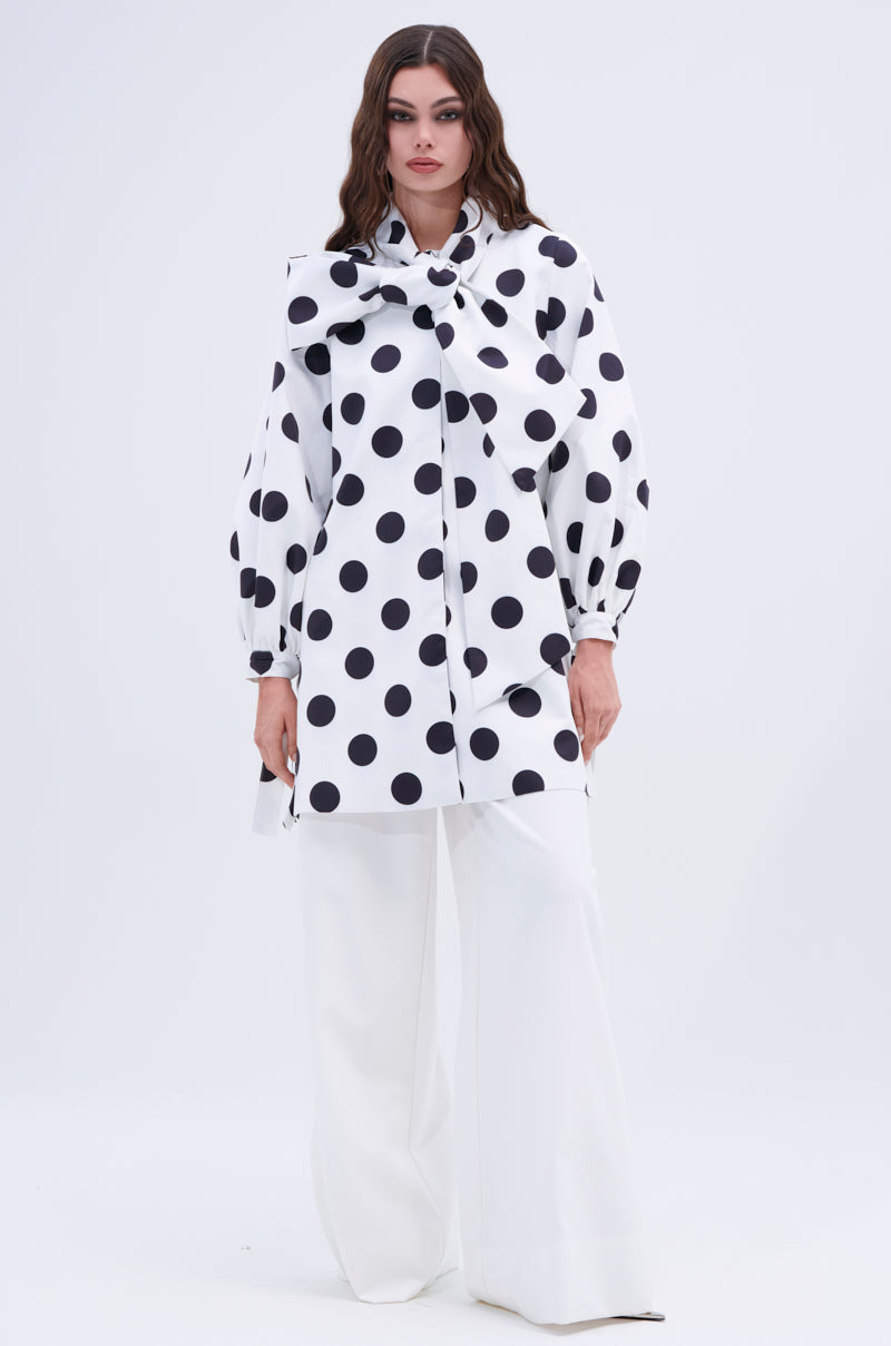 AMALIA TIE NECK TRENCH IN POLKA DOT