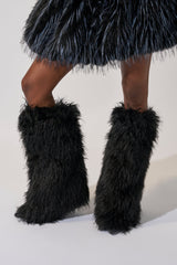 AZALEA WANG ARETE BLACK FUR STILETTO BOOT