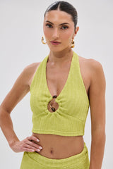 HOLLYWOOD SLINKY TEXTURED BRALETTE IN GREEN