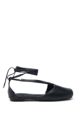 AKIRA AULORA BLACK FLAT SANDAL WITH PEEP TOE