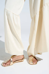 AKIRA AULORA GOLD FLAT SANDAL WITH PEEP TOE