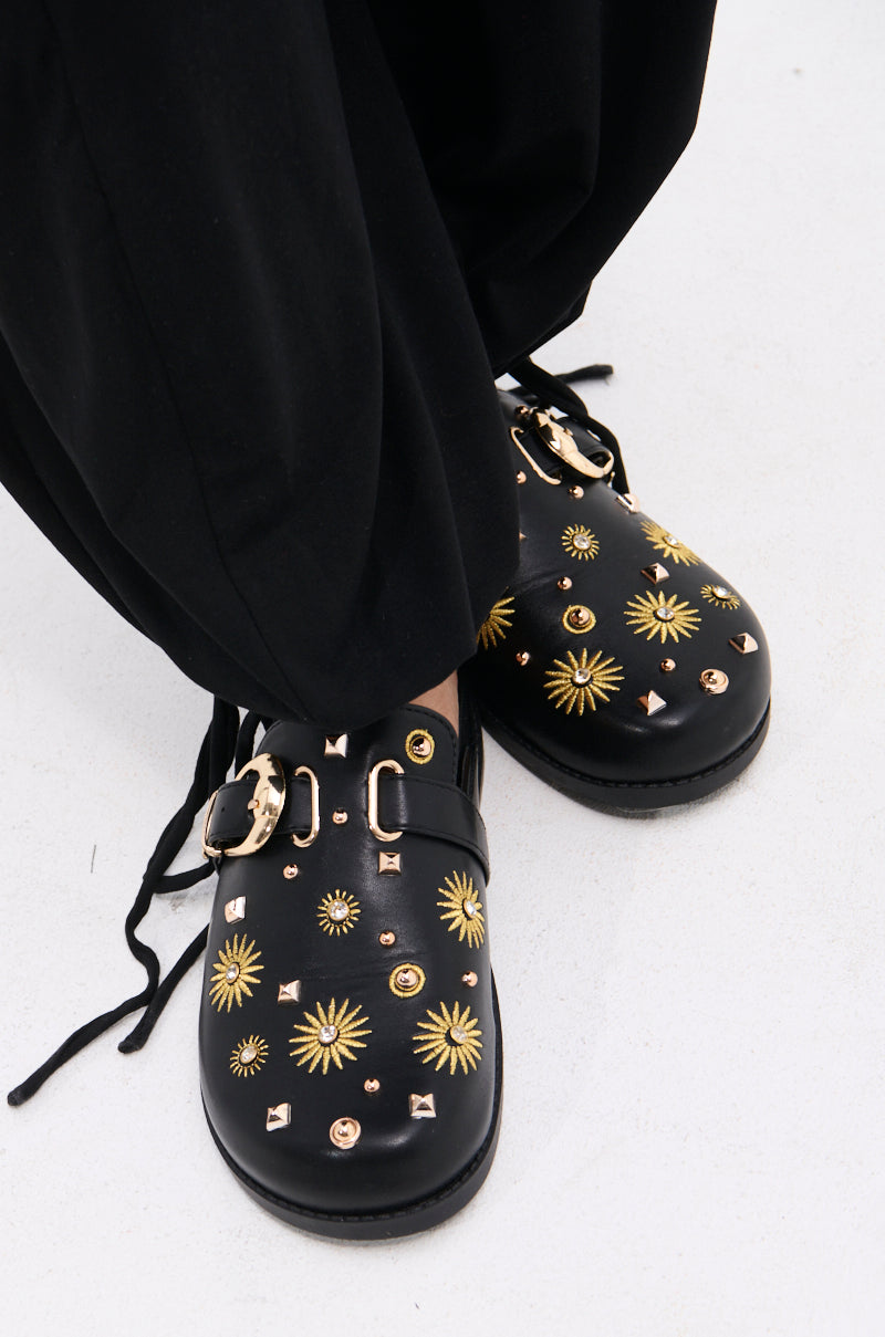 AZALEA WANG TROUVER BLACK GOLD STARBURST FLAT