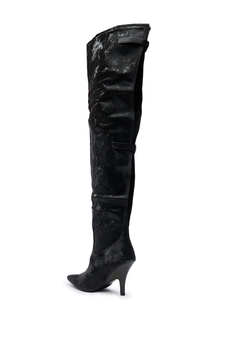 AZALEA WANG BACKER BLACK SHINE OVER THE KNEE BOOT