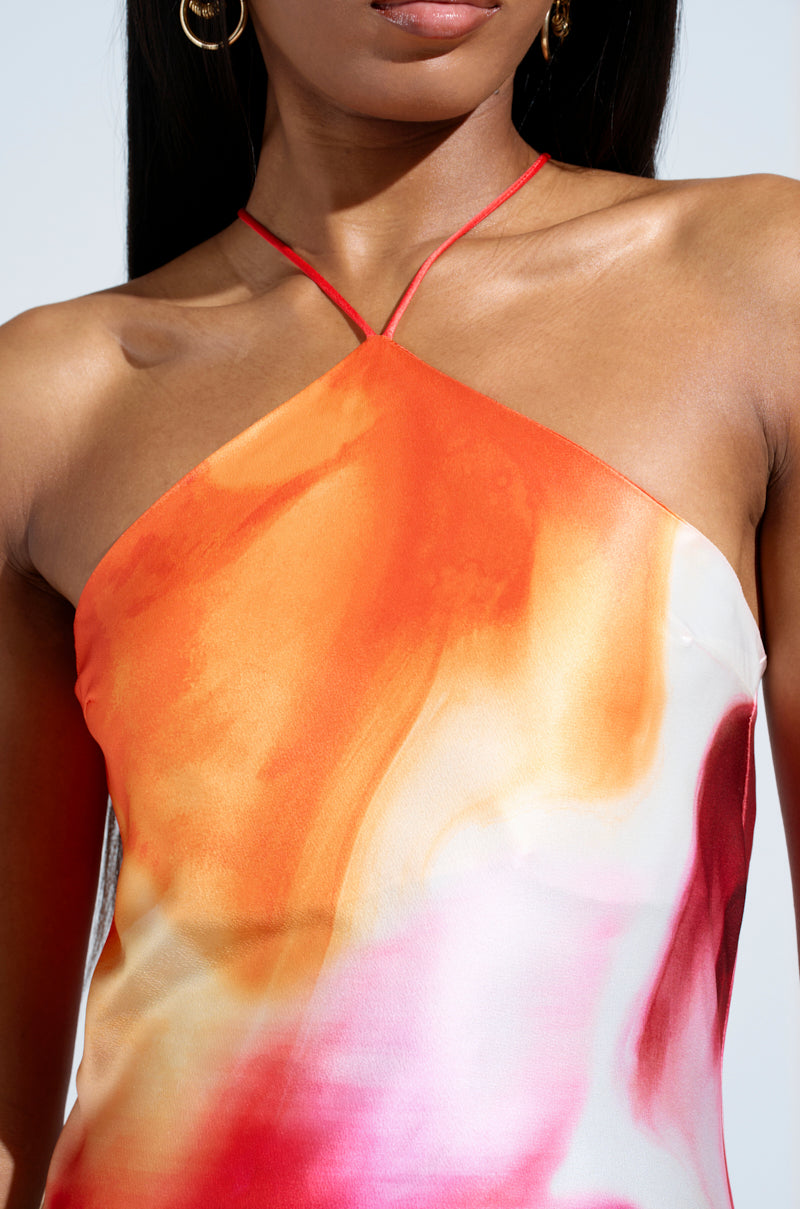 TIME MOVES FAST PRINTED MIDI DRESS