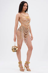 NAMIKA LAYERED CHAIN AND PEARL MINI DRESS