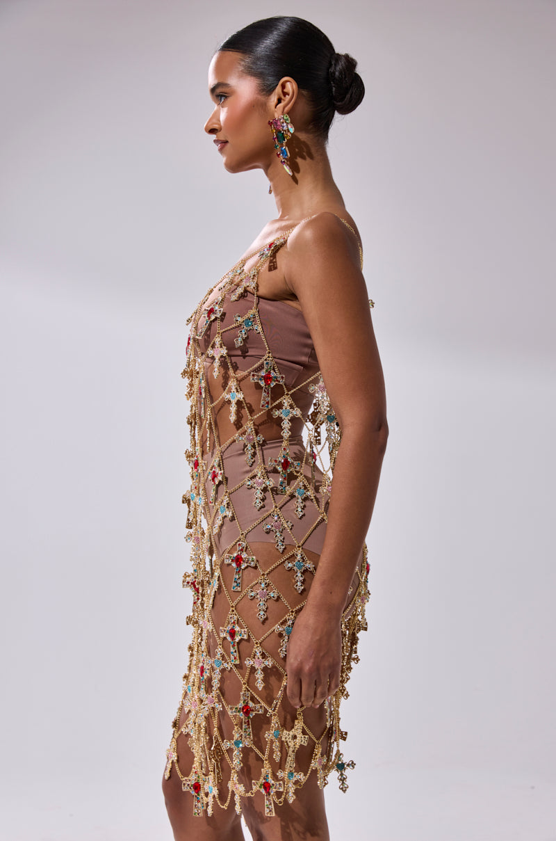 EVE CROSS CHAIN MINI DRESS