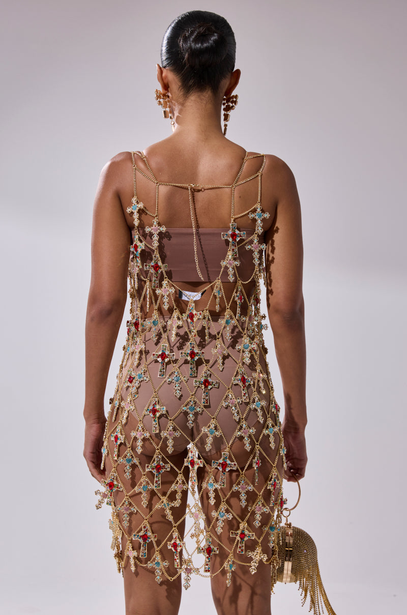 EVE CROSS CHAIN MINI DRESS