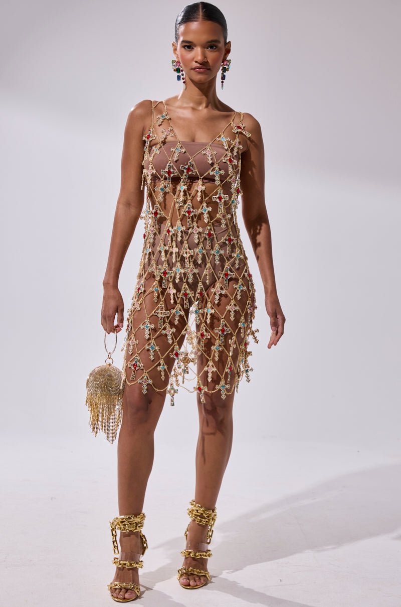 EVE CROSS CHAIN MINI DRESS