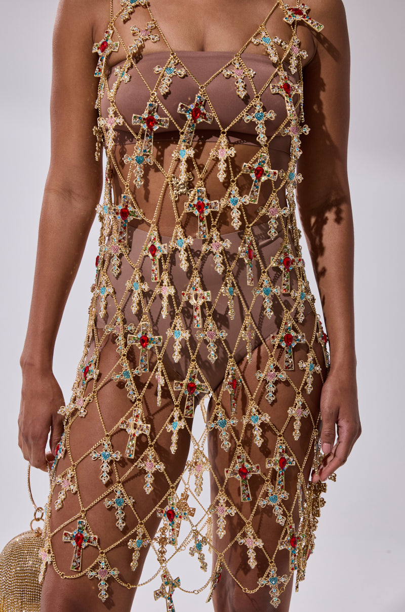 EVE CROSS CHAIN MINI DRESS