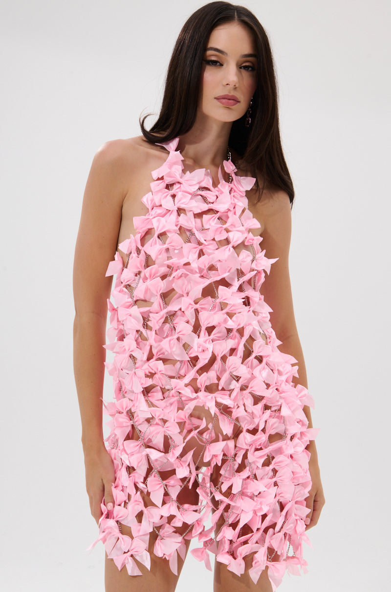 SLAP IT WITH A BOW CHAIN MINI DRESS