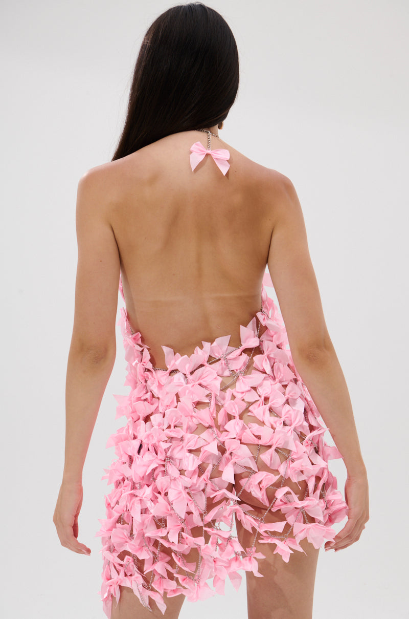 SLAP IT WITH A BOW CHAIN MINI DRESS