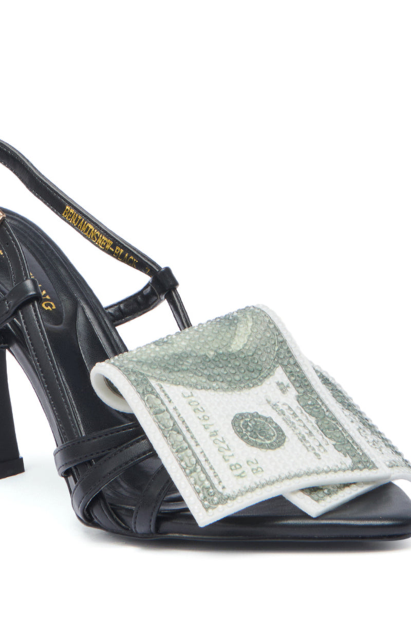 AZALEA WANG BENJAMINS BLACK NEW MONEY SANDAL