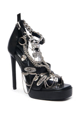 AZALEA WANG BEREN BLACK HARDWARE EMBELLISHED SANDAL