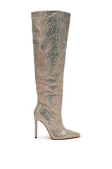 AZALEA WANG BIBBLE GOLD RHINESTONE STILETTO OVER THE KNEE BOOT