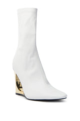 AZALEA WANG BRIXHAM WHITE BOOTIE WITH NOVELTY HEEL