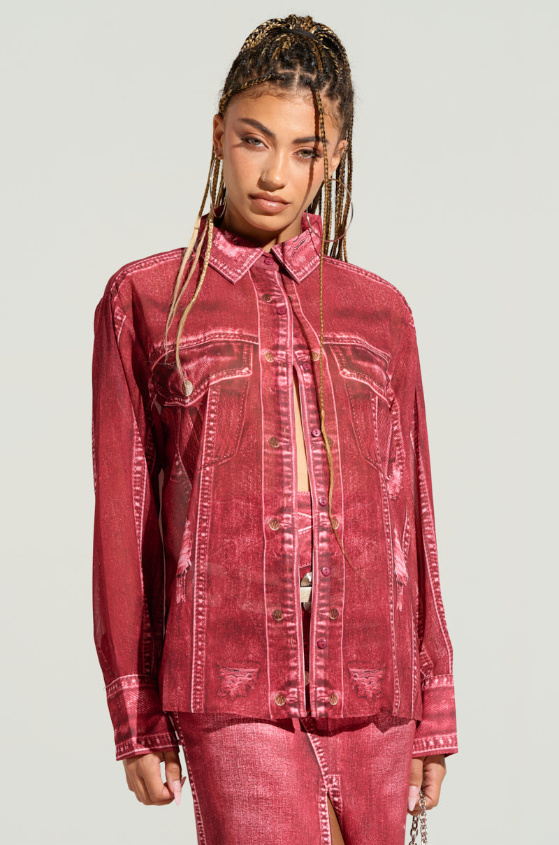 CHERRY LOVER BUTTON DOWN TOP