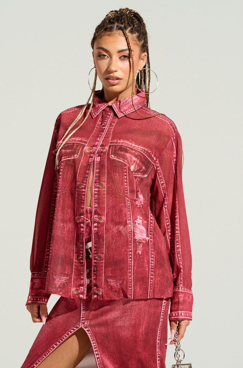 CHERRY LOVER BUTTON DOWN TOP