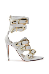 AZALEA WANG BUTTER CUPS WHITE BUCKLE STILETTO SANDAL
