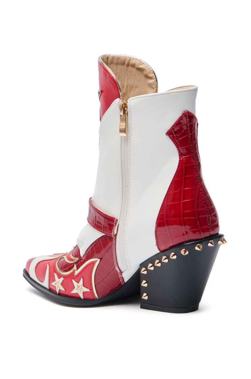 AZALEA WANG CHANNY MULTI BOOTIE GRAPHIC WESTERN WITH STUDS