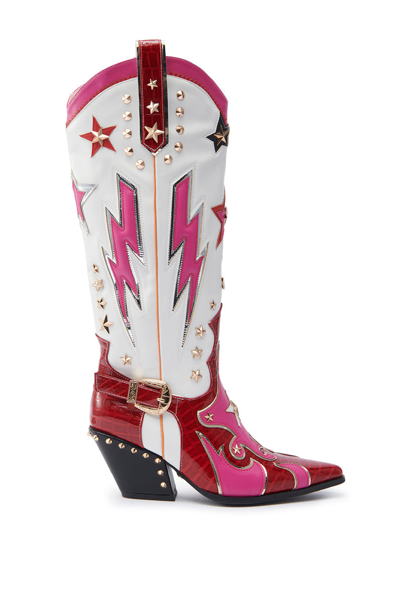 AZALEA WANG CHEONA RED MULTI WESTERN BOOT