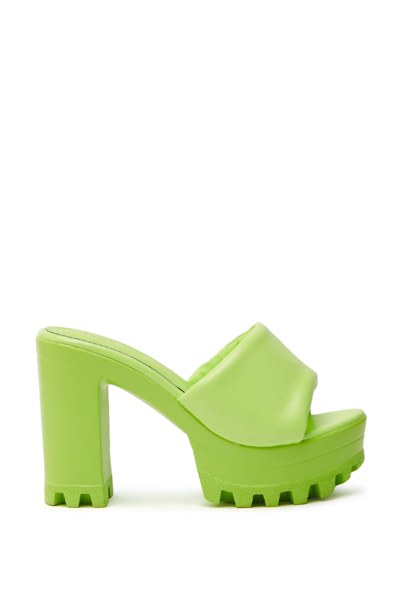 AZALEA WANG COOL CAT LIME PUFFY PLATFORM SANDAL