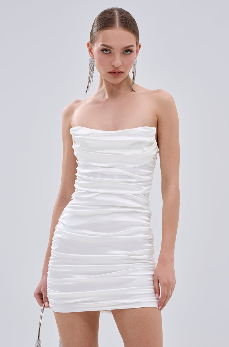 BEEN HER RUCHED MINI DRESS