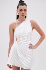 MAKE IT WORK PLEATED MINI DRESS IN WHITE