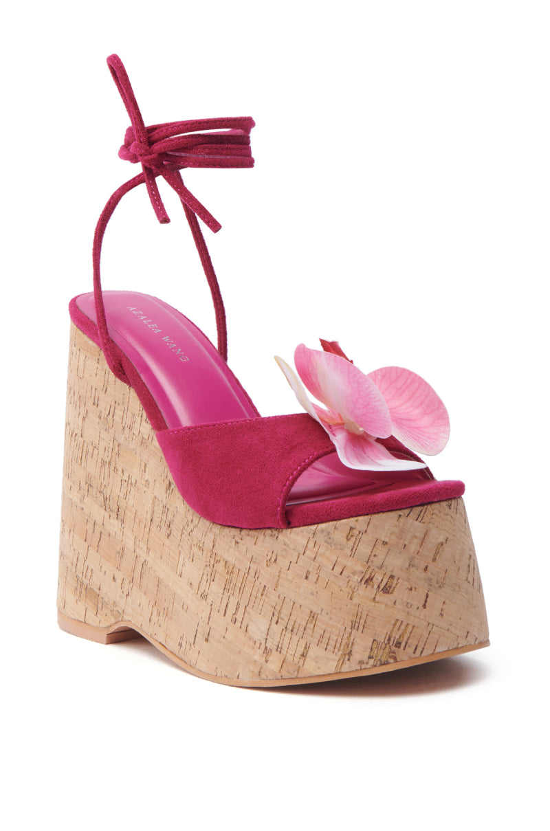 AZALEA WANG DALEYZA FUCHSIA FLORAL WEDGE SANDAL