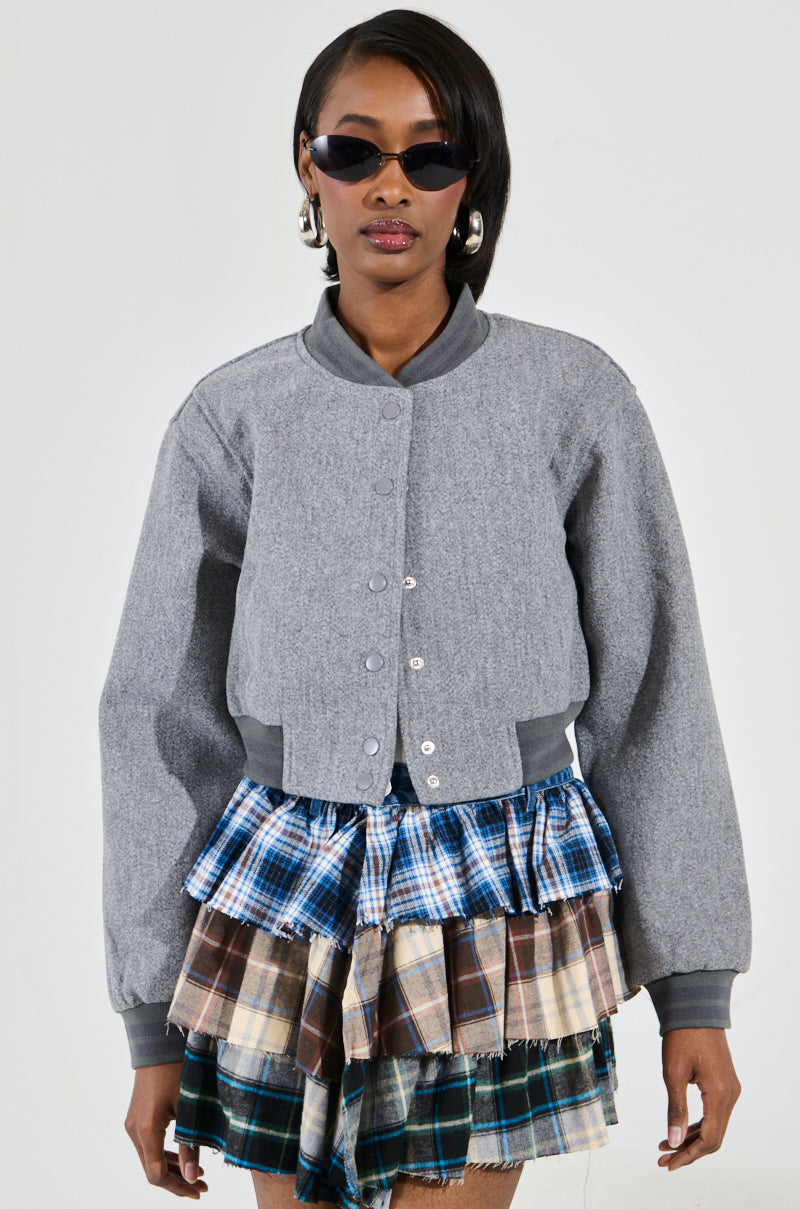 DAVIS EVERYDAY VARSITY BOMBER IN GREY