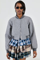 DAVIS EVERYDAY VARSITY BOMBER IN GREY