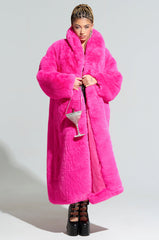 DAYANNE FAUX FUR TRENCH IN FUCHSIA