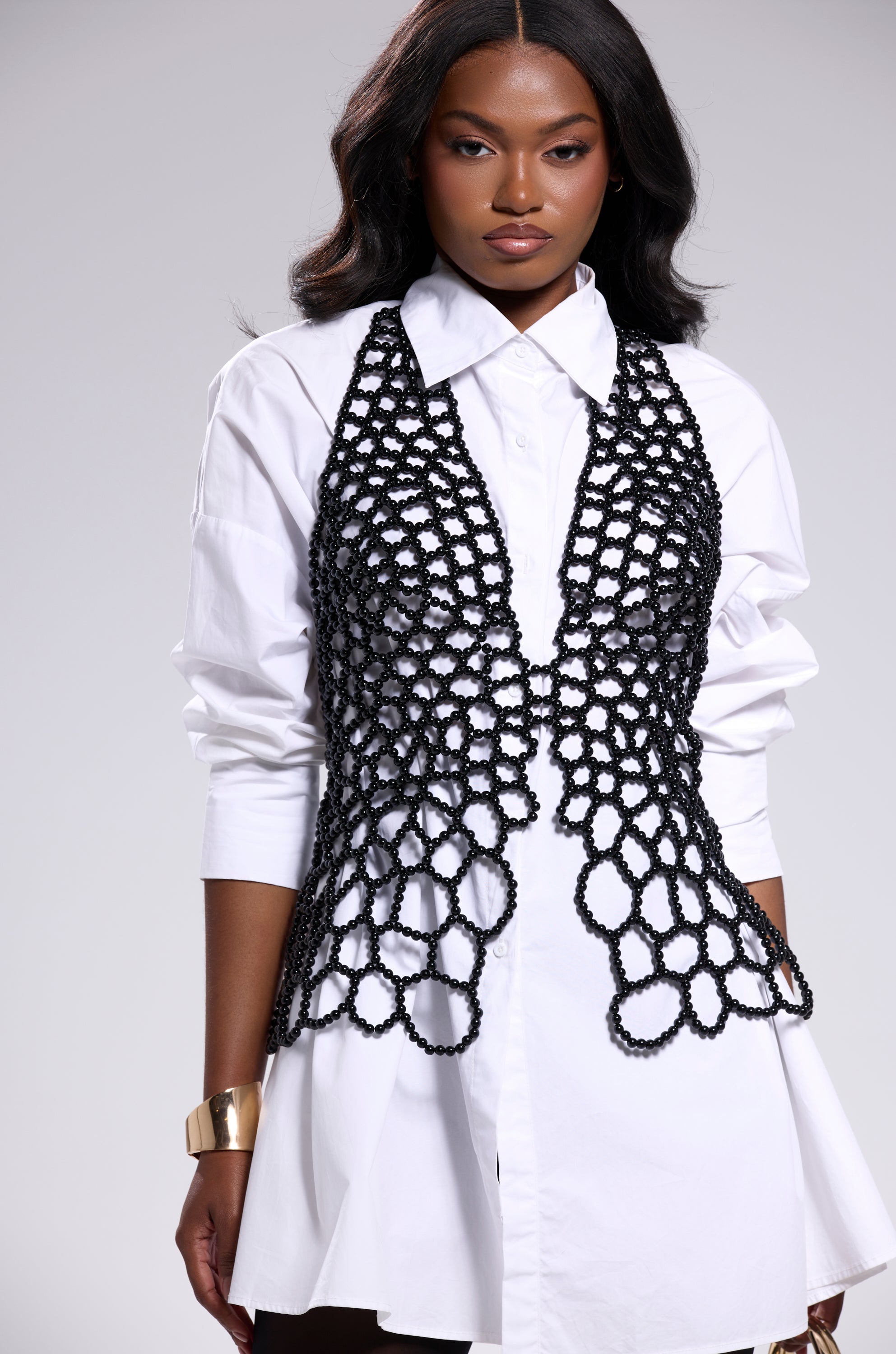 GETTIN HOT IN HERE BEADED TOP IN BLACK