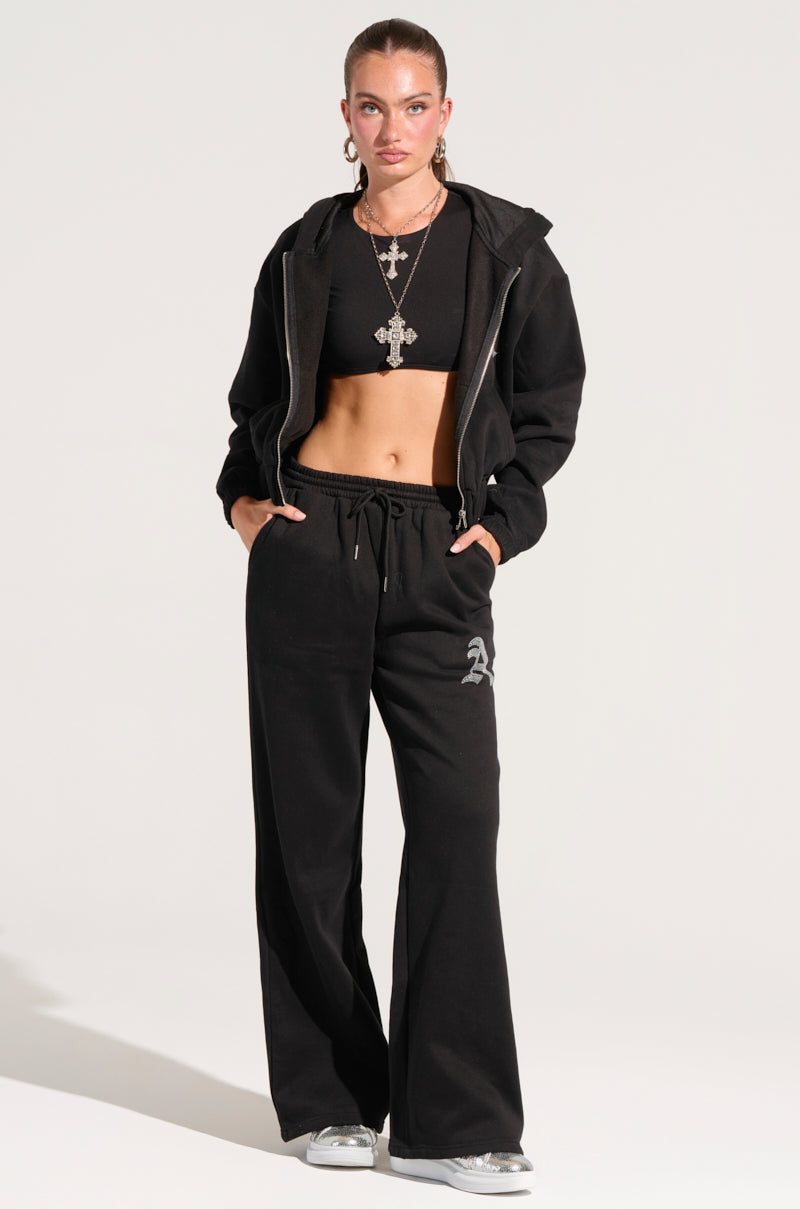 DEXTRA ZIP UP HOODIE WITH RHINESTONE DETAIL
