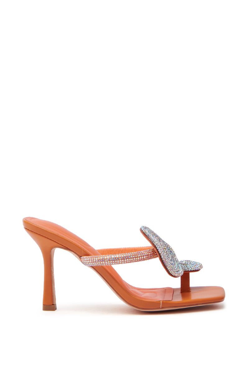 AZALEA WANG DIARA ORANGE EMBELLISHED STILETTO SANDAL