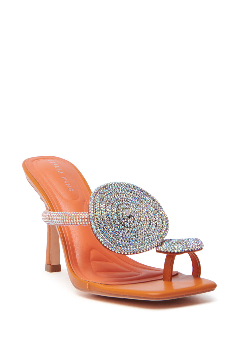 AZALEA WANG DIARA ORANGE EMBELLISHED STILETTO SANDAL