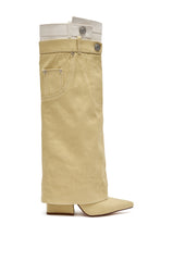 AZALEA WANG DOUBLE FLY BEIGE CHUNKY BOOT