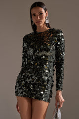 SHE'S ALL THAT SEQUIN MINI DRESS IN OLIVE