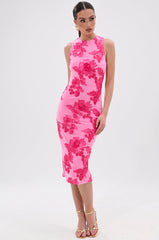 TIMELESS FLORAL MESH MIDI DRESS