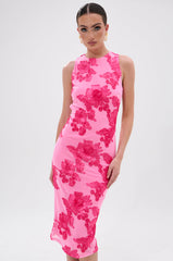 TIMELESS FLORAL MESH MIDI DRESS