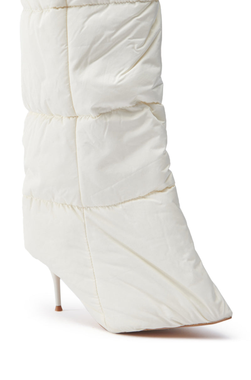 DREAMSICLE CREAM PUFFER STILETTO BOOT