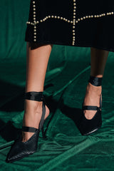 AZALEA WANG DRODZOV BLACK LIQUID LUXE RIBBON TIE PUMP