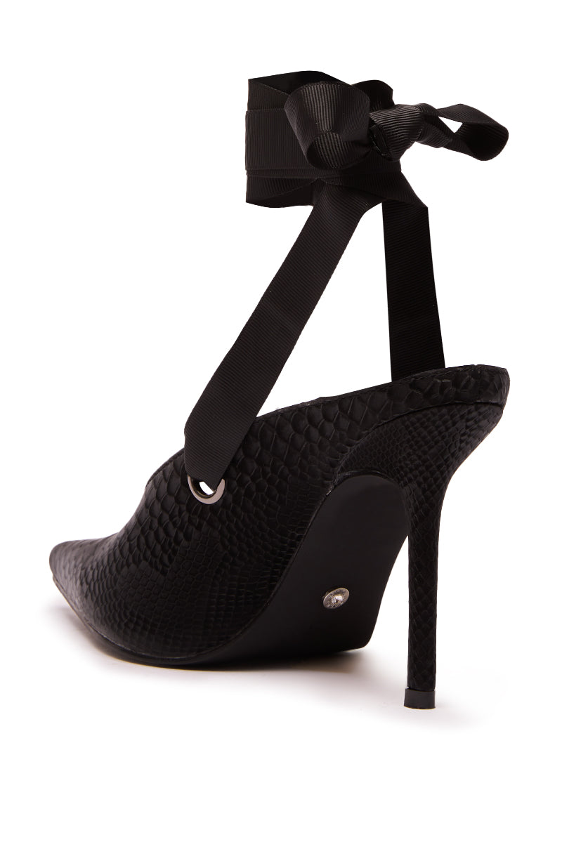 AZALEA WANG DRODZOV BLACK LIQUID LUXE RIBBON TIE PUMP