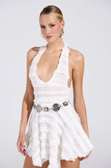 THIS IS WHAT I WANT SLINKY HALTER DRESS IN WHITE