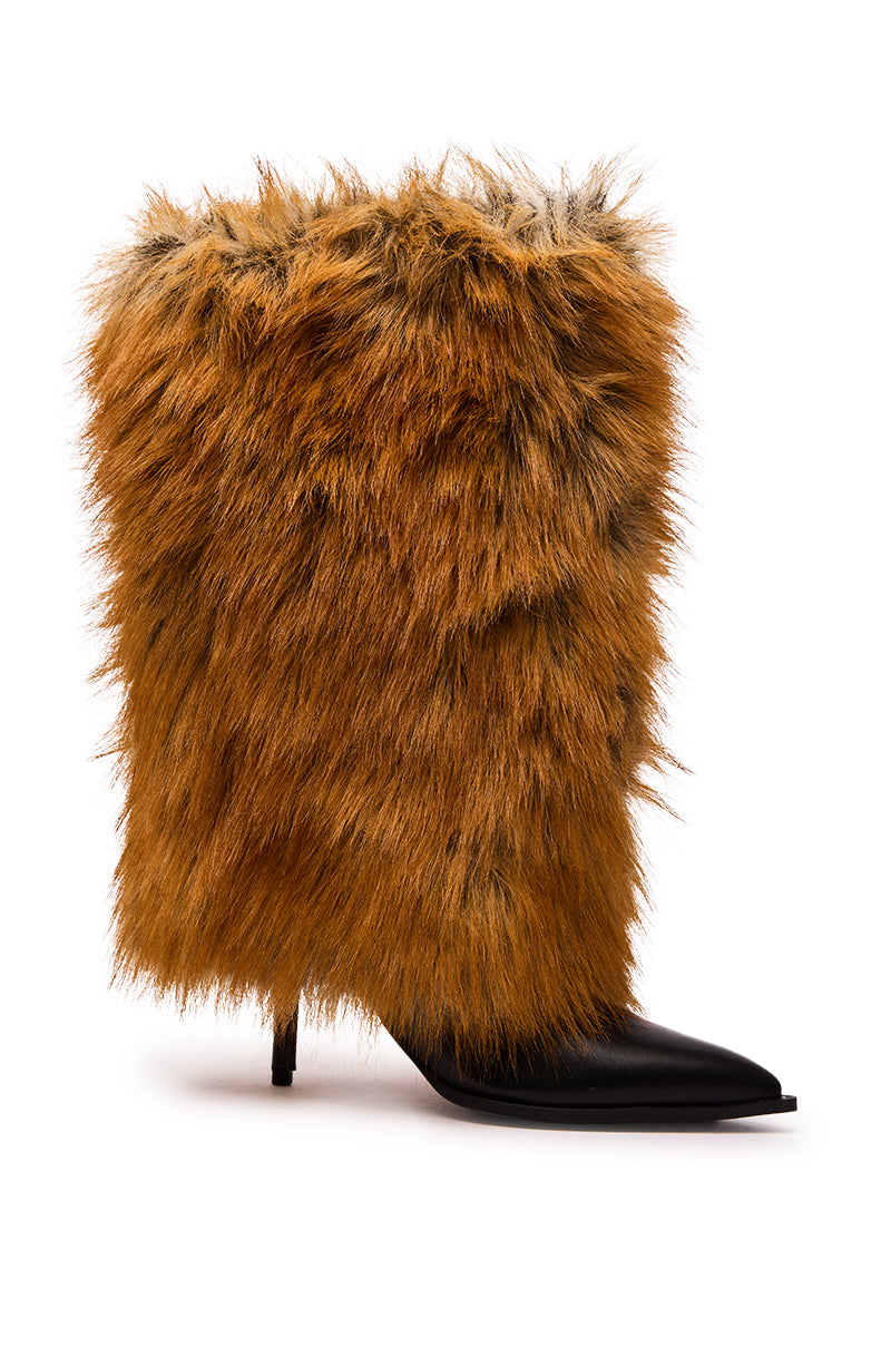 AZALEA WANG EKKEN RED FOX FUR STILETTO BOOT