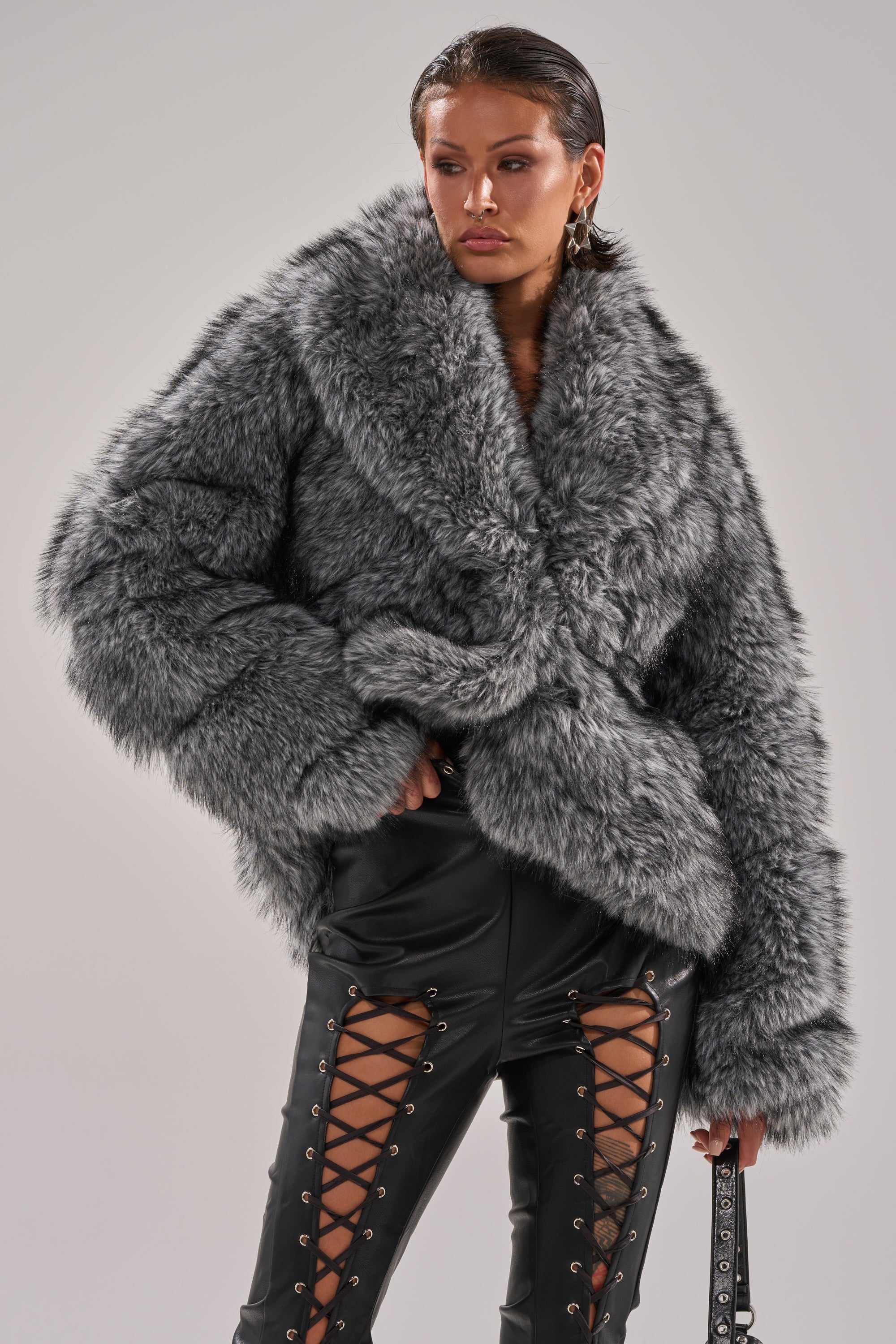 ELIXIR PANELED FAUX FUR IN GREY