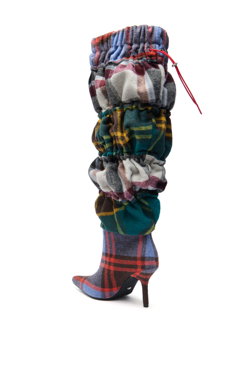 AZALEA WANG ELODIE PLAID MULTI FLANNEL STILETTO BOOT